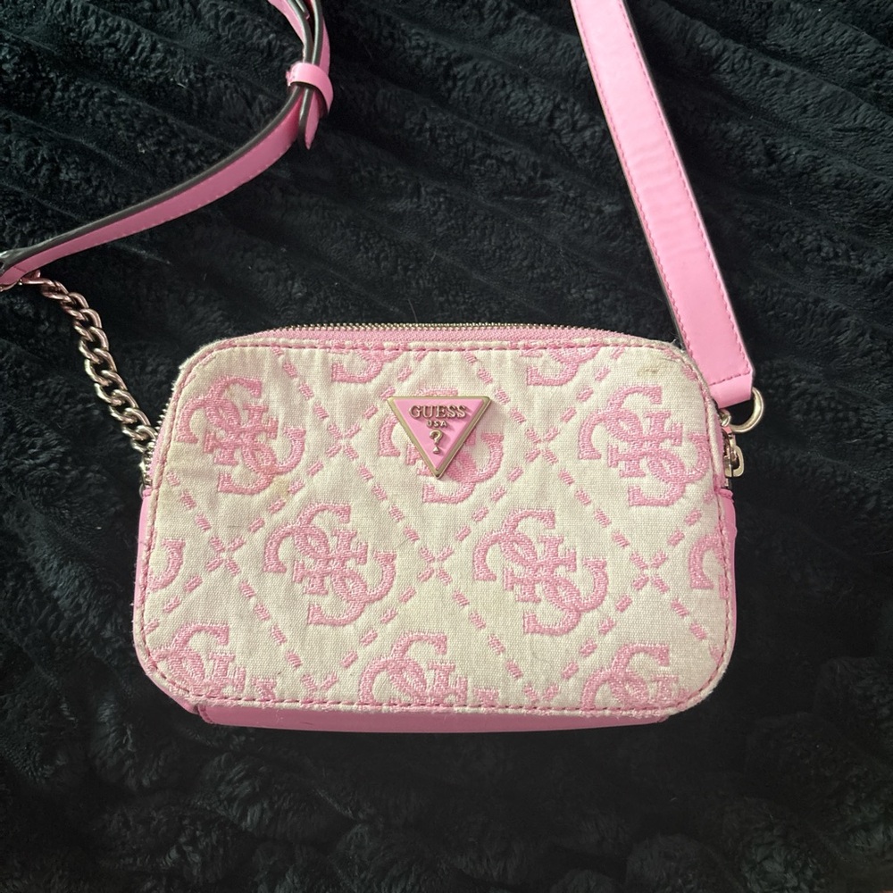 GUESS Pink and Cream Crossbody Bag
